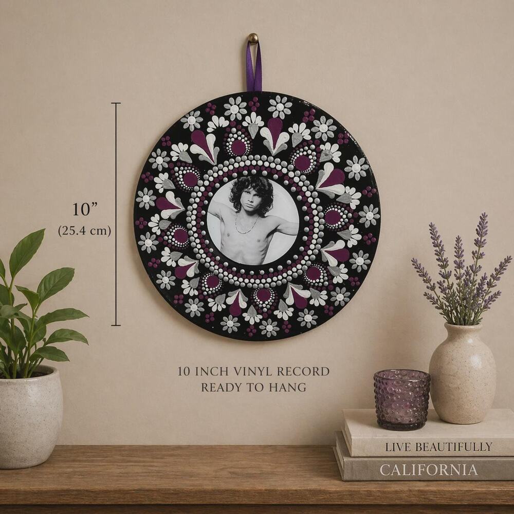 Hand Painted Jim Morrison Mandala Wall Art: The Doors Inspired 10"  Vinyl Record